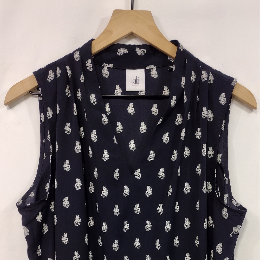 Cabi Momento Blouse Women's L Blue White Casual Comfy Retro 90s Beach Vacation - Picture 4 of 10